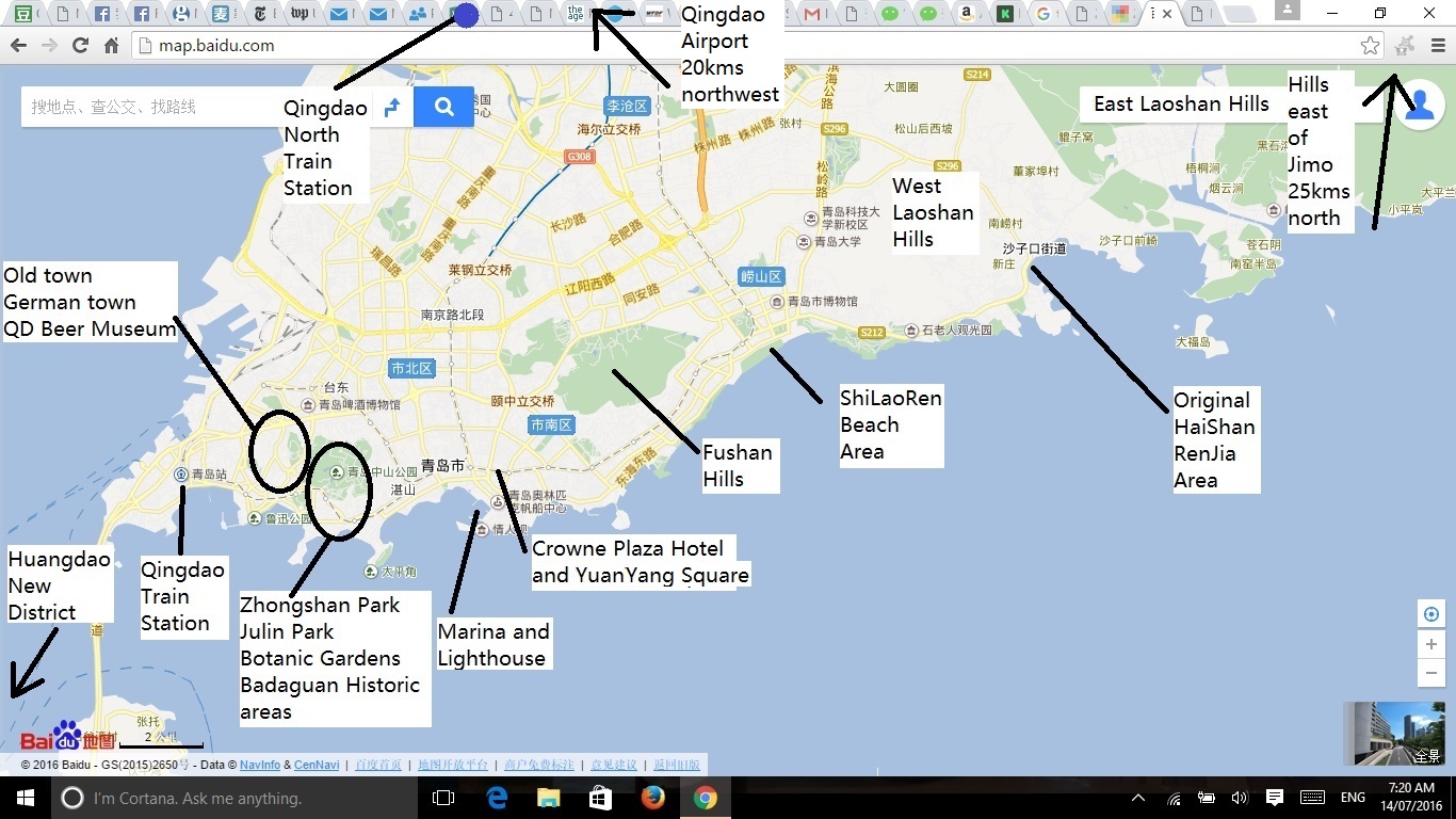 Map of key points in Qingdao